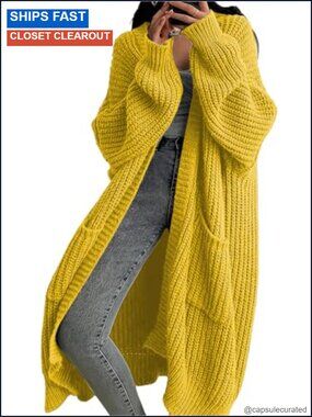 Chunky Knit Open Front Long Cardigan Sweater
